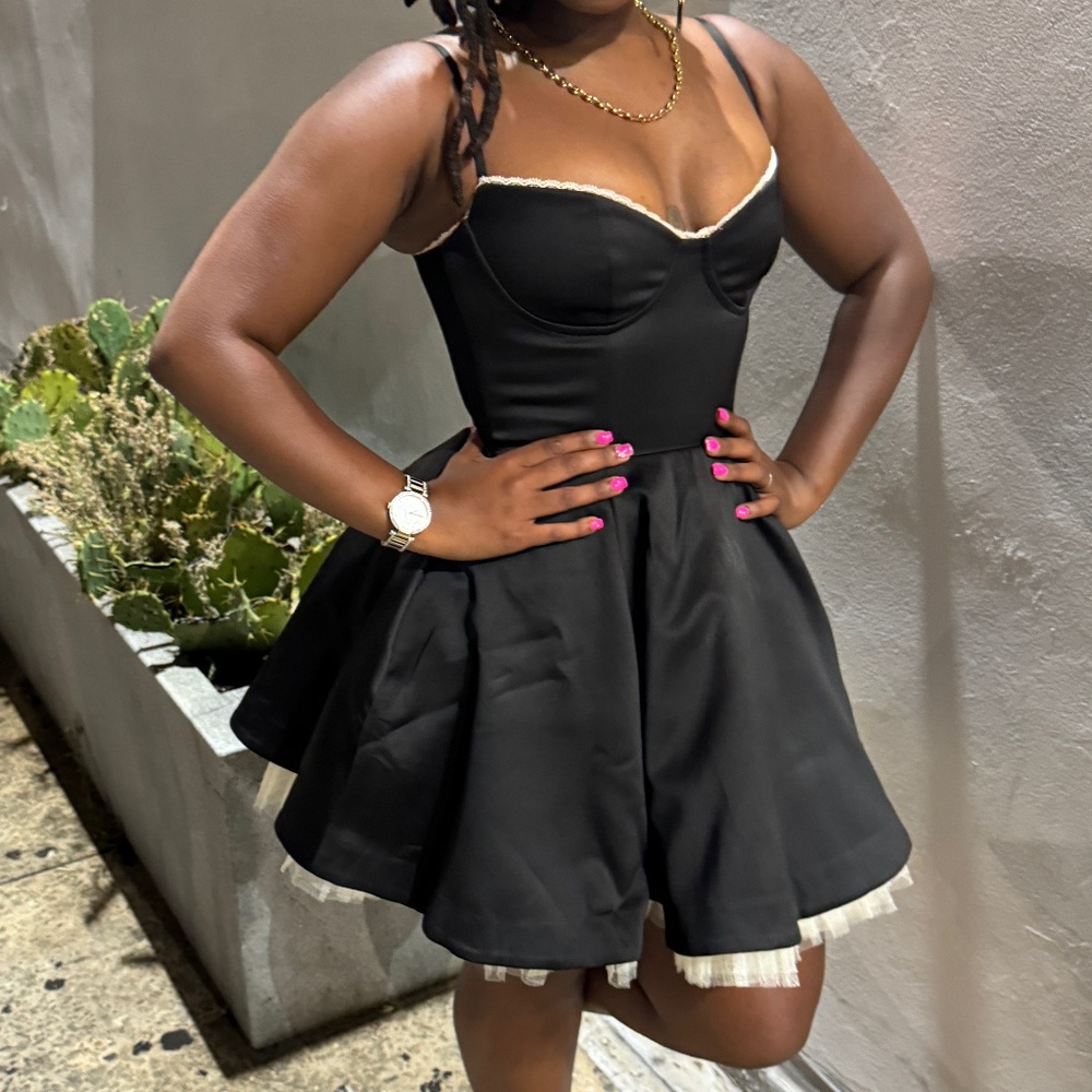 House of CB Black Tulle Mini Dress (Size Small)